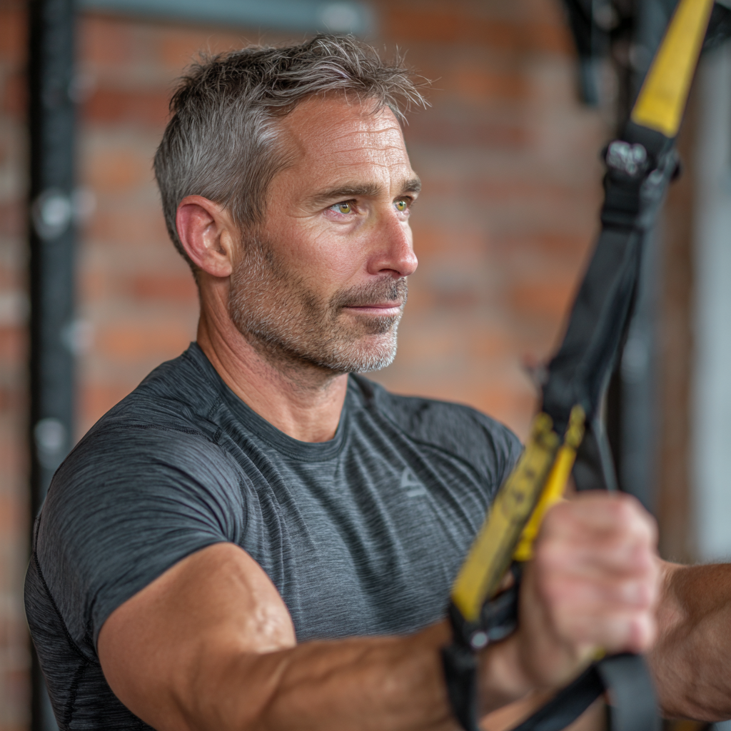 51 years old adults engaged in functional fitness training at jurnophelin studio